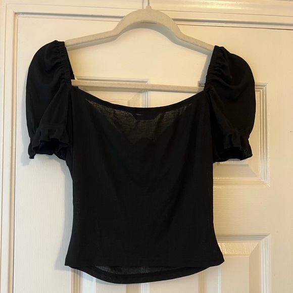 SHEIN Black Milkmaid Women’s Knot Wrap Crop Top Size Small - Picture 6 of 10